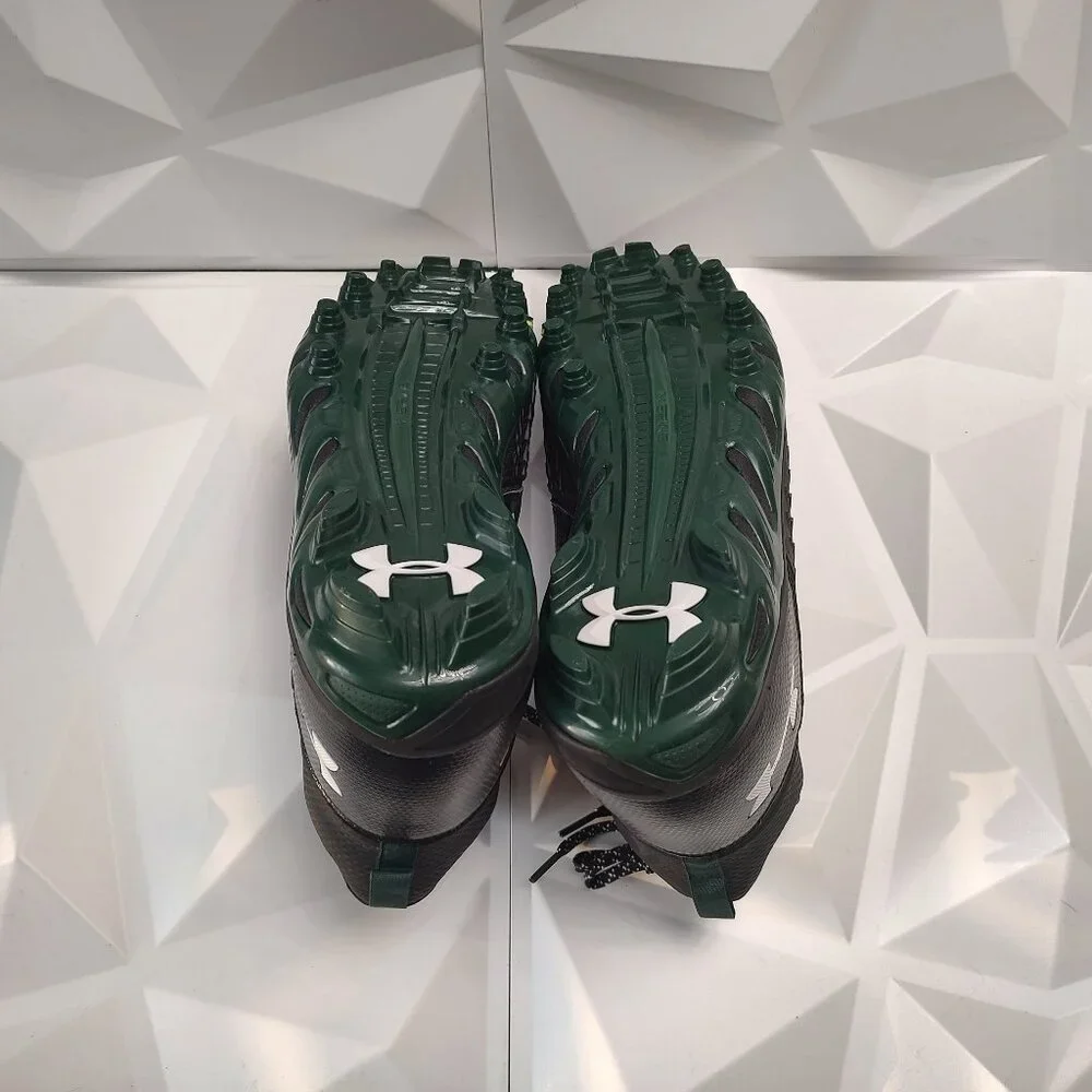 Under Armour Mens Football Cleat 16 Black Green Shoe Lacrosse Spine Hammer - Picture 10 of 11